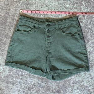 Green Shorts High Rise Button Fly